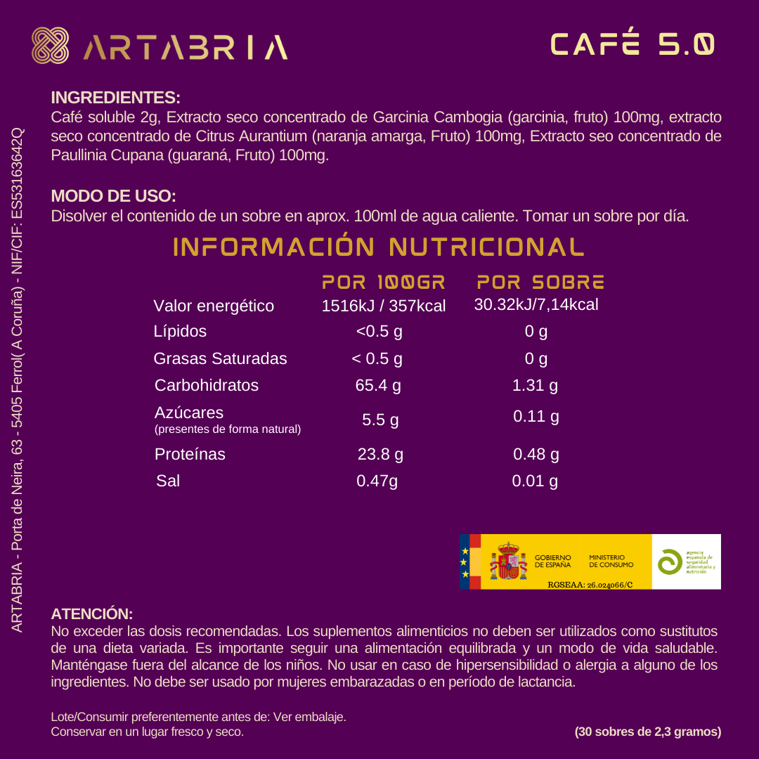 CAFE ARTABRIA 5.0 (30 sobres)