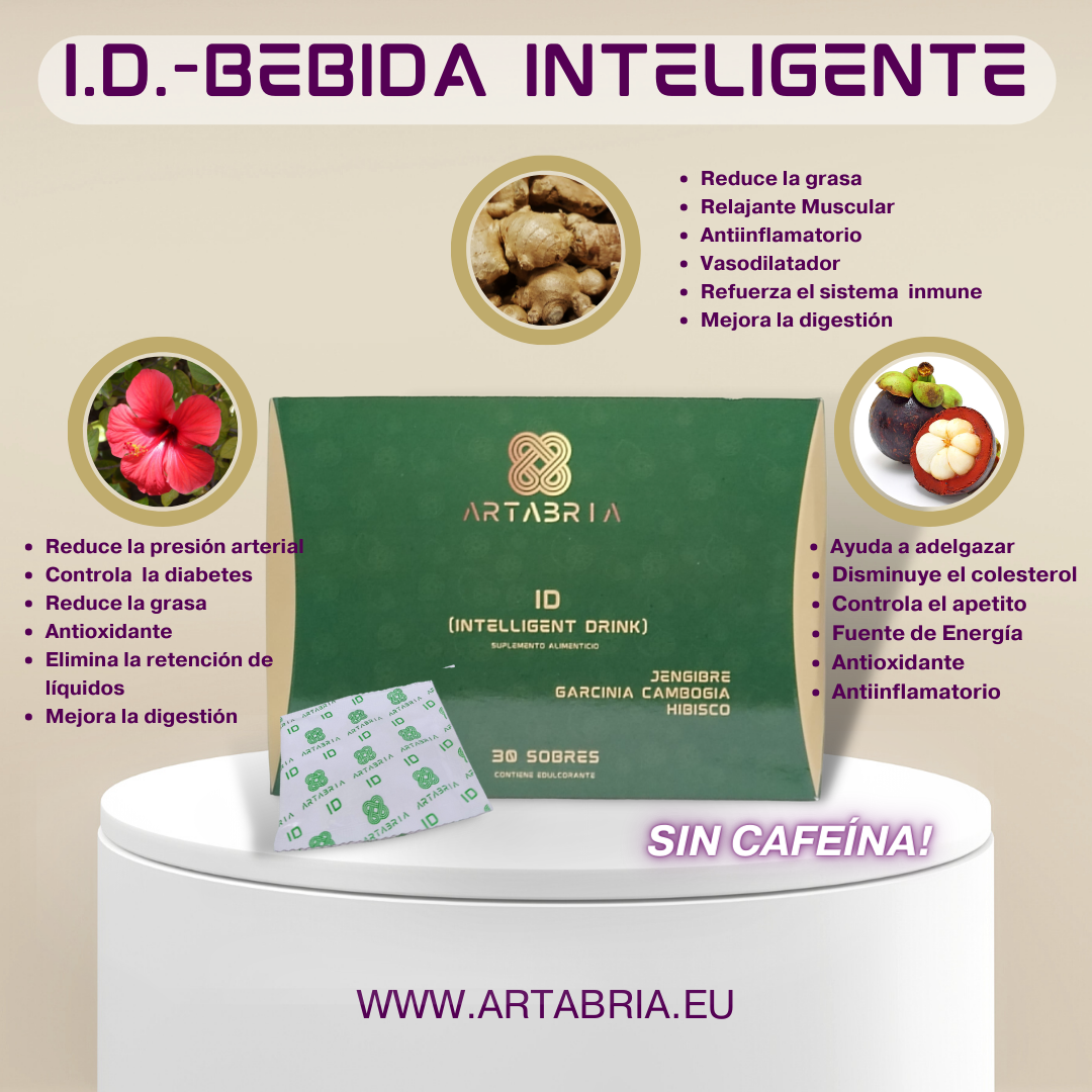 Bebida Inteligente Artabria. Una infusión soluble con suave sabor a limón que te ayudará a mantenerte saciado y a perder peso y líquidos. Sin excitantes.